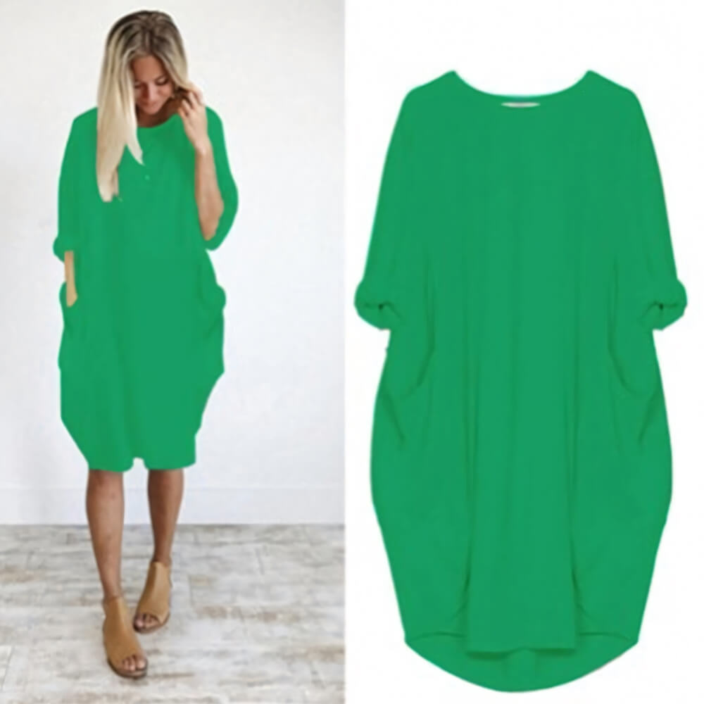 Hellgrünes bequemes Freizeitkleid auf Modell