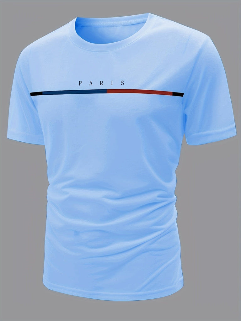 Helles Stahlblau T-Shirt mit Paris-Design