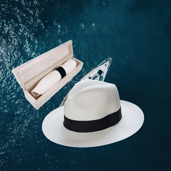 Weiße Fedora-Hut aus Stroh
