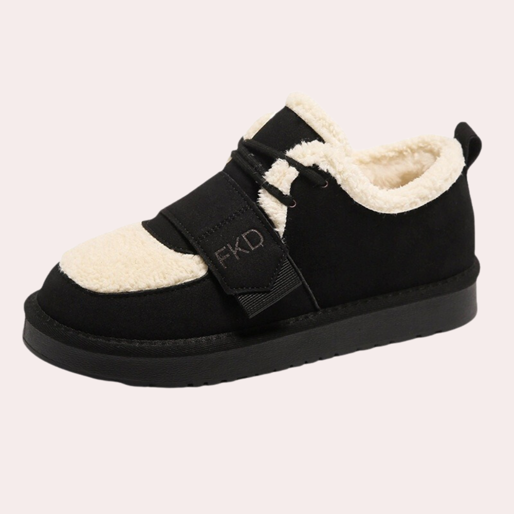 Schwarze Wildleder-Winterschuhe aus Fleece