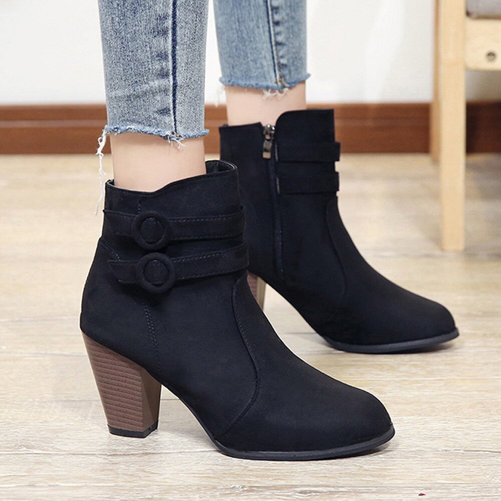Schwarz Damenstiefeletten mit Absatz