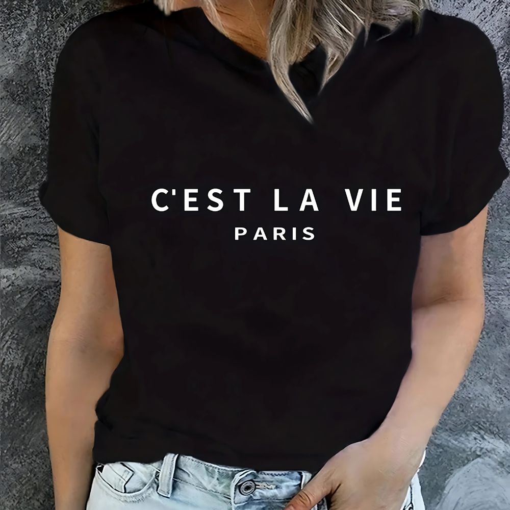 Damen T-Shirt mit Paris Print für Alltag und Freizeit