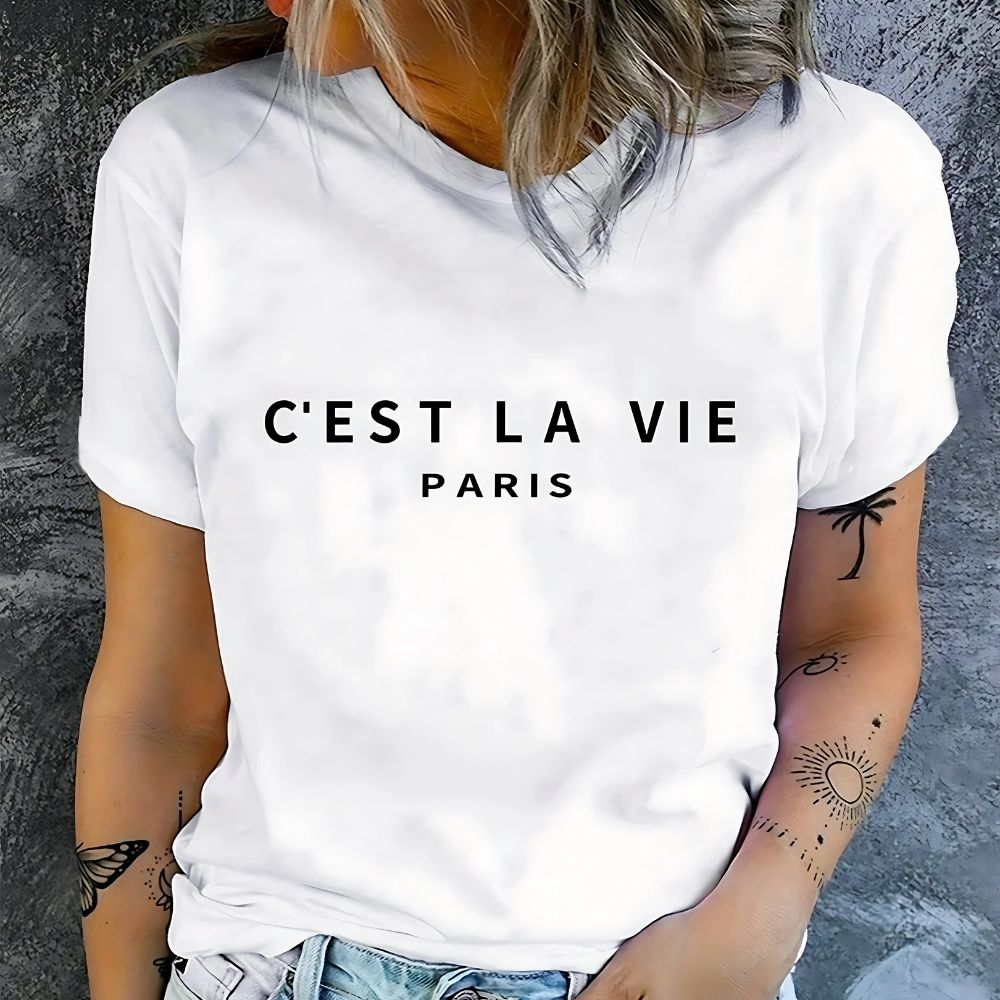 Damen T-Shirt mit Paris Print für Alltag und Freizeit