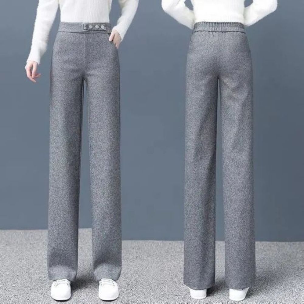 Elegante Damenhose mit Fischgrätenmuster und geradem Schnitt
