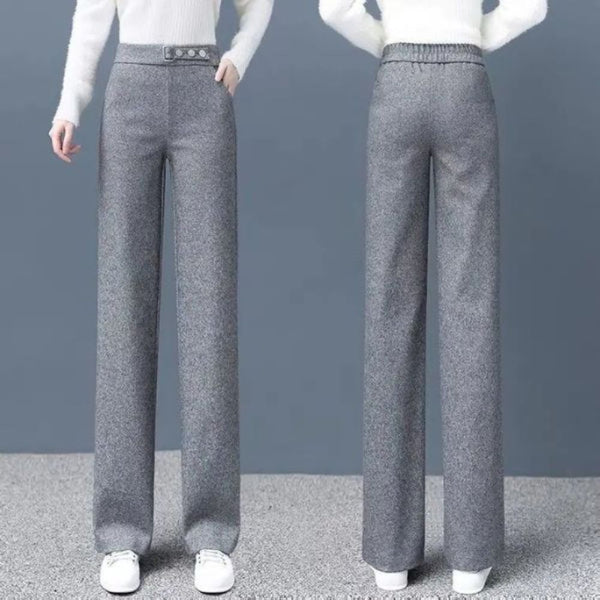Elegante Damenhose mit Fischgrätenmuster und geradem Schnitt