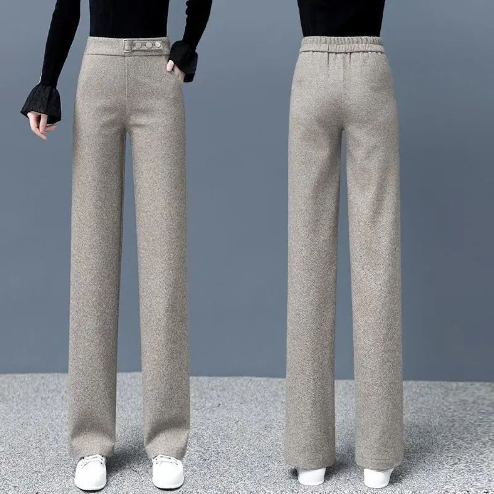 Elegante Damenhose mit Fischgrätenmuster und geradem Schnitt