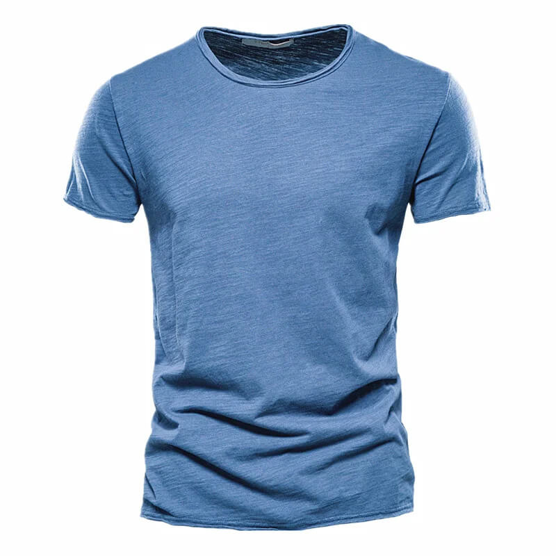 Blau Einfaches T-Shirt für Herren