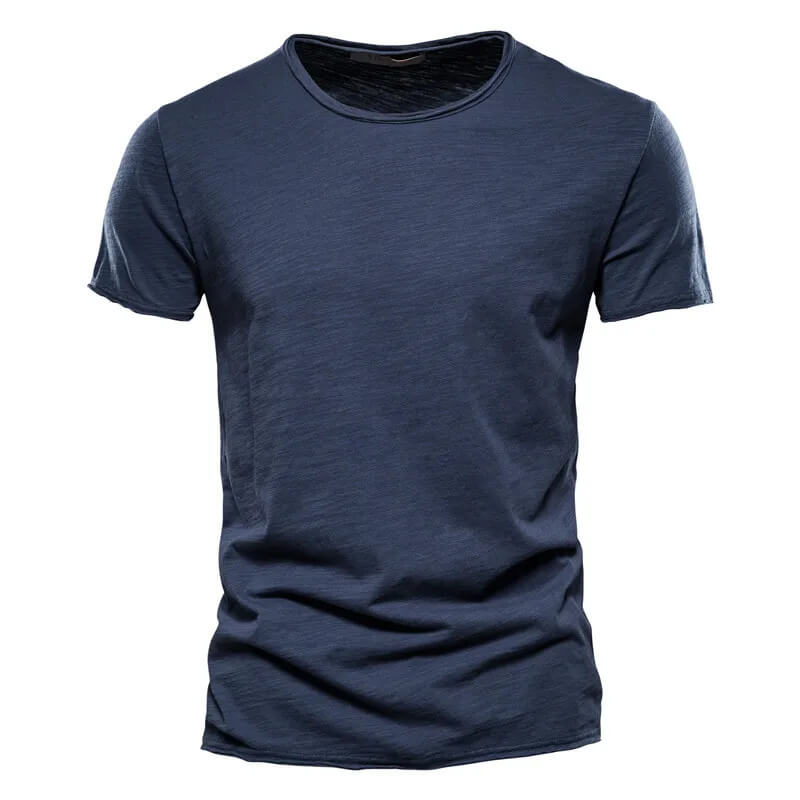 Marineblau Einfaches T-Shirt für Herren