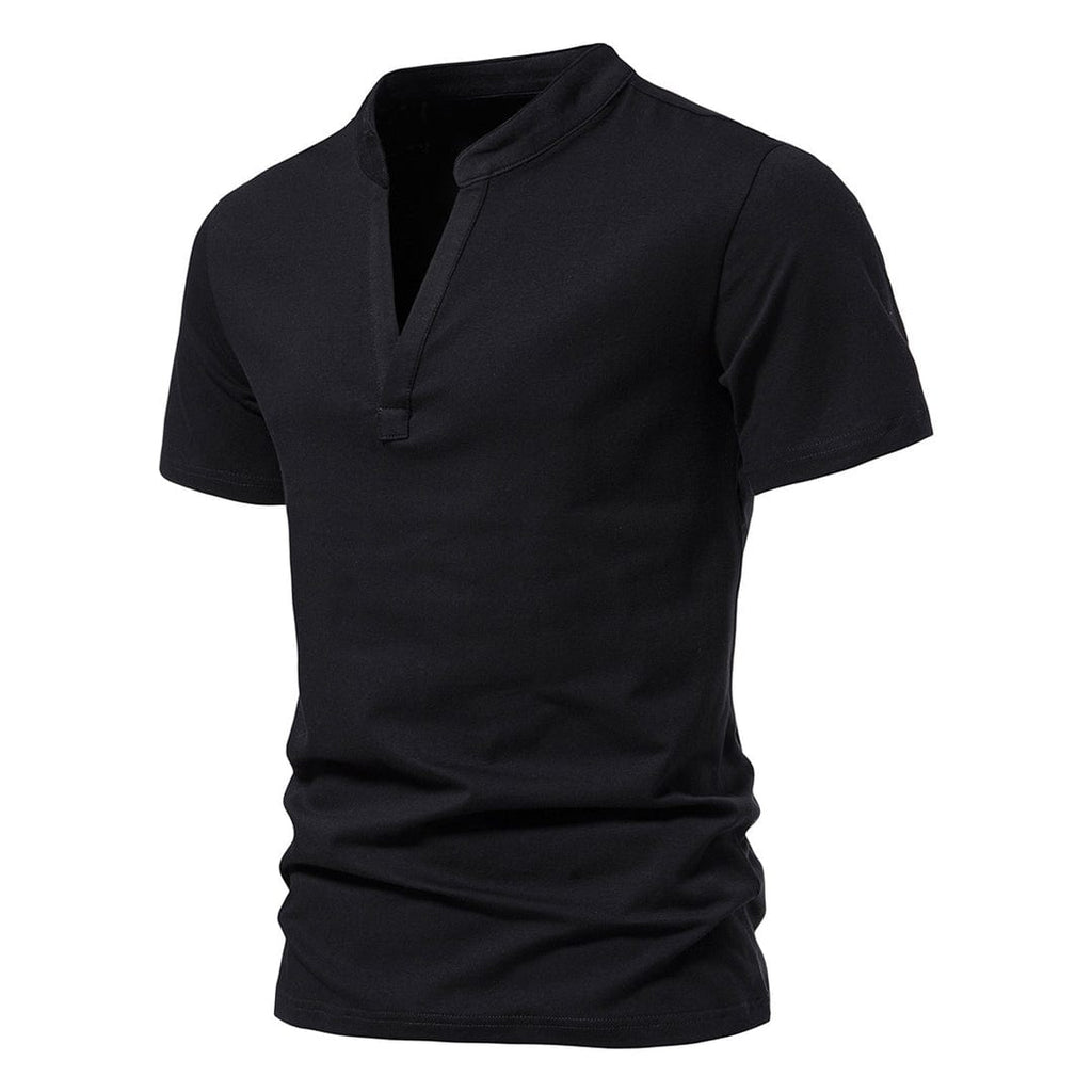 Schwarz Herren-T-Shirt mit V-Ausschnitt