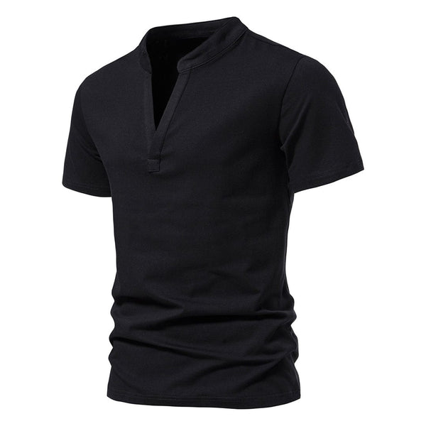 Schwarz Herren-T-Shirt mit V-Ausschnitt