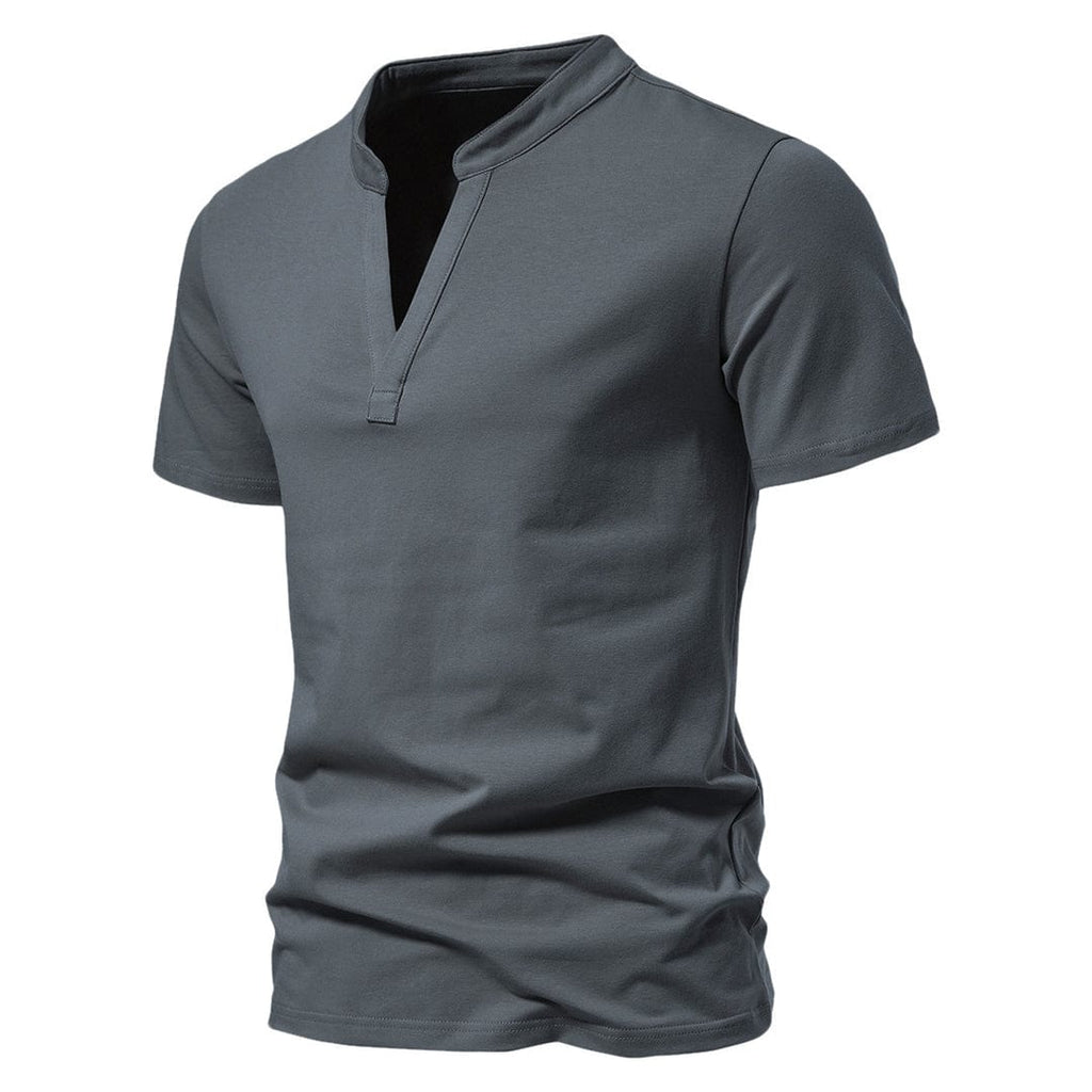 Graues Herren-T-Shirt mit V-Ausschnitt