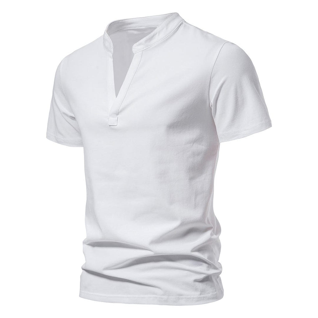Weiß Herren-T-Shirt mit V-Ausschnitt